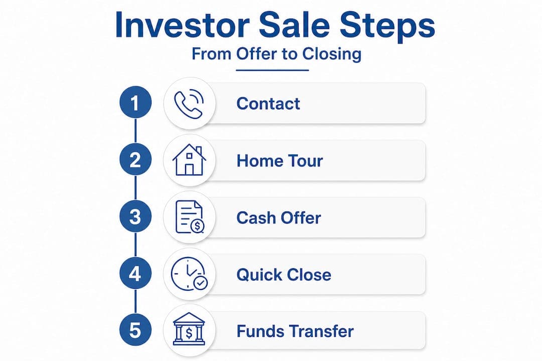 Infographic showing steps in investor home sale