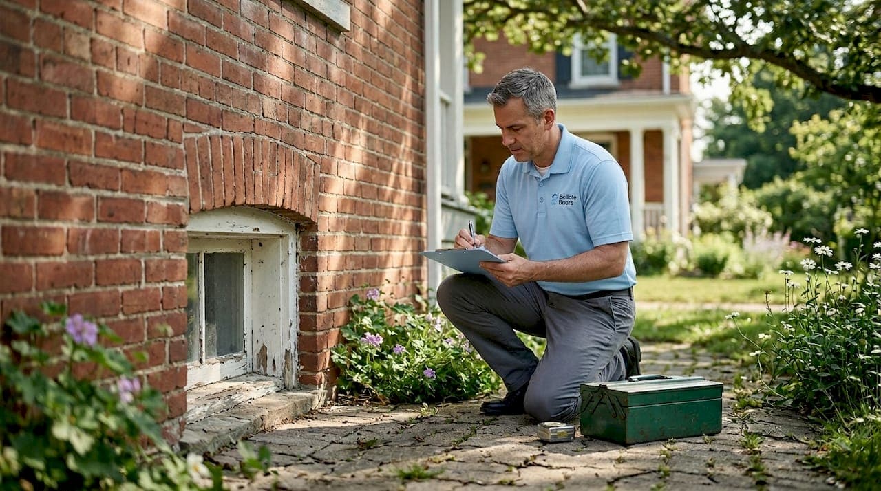 Inspector noting exterior property condition