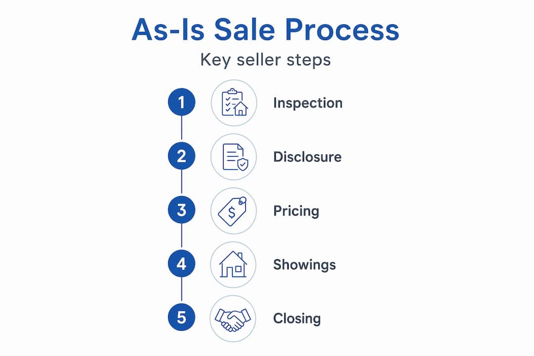 Infographic illustrating as-is home sale steps