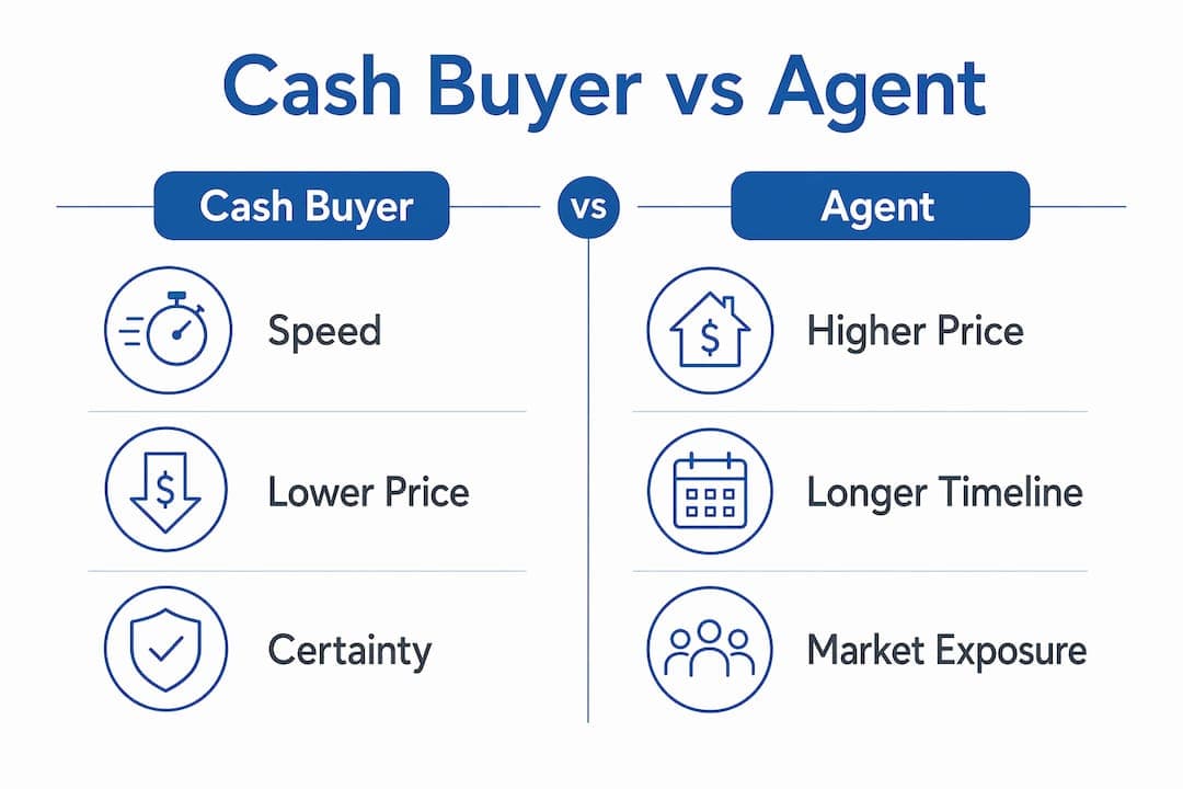 Infographic comparing cash buyer and agent key features